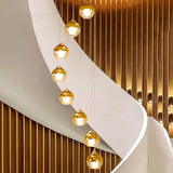 Modern Clear Glass Gold Ball Cluster Pendant Lamp With Stair Led Ceiling Hang - 8-Head Fixture