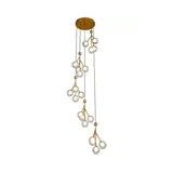 Minimalist 20-Light Stair Cluster Pendant Lamp With Clear/Amber/Smoke Gray Glass And Black/Gold