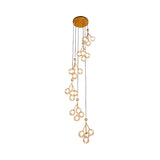 Minimalist 20-Light Stair Cluster Pendant Lamp With Clear/Amber/Smoke Gray Glass And Black/Gold