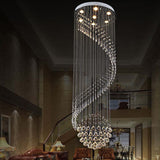 Minimalist Crystal Cluster Pendant Lamp - 7-Light Spiral Stair Silver Led Ceiling Light