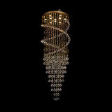 Modern Brass Clear Crystal Led Pendant Lamp With 10-Head Spiral Cascades