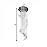 5-Light Black Led Ceiling Pendant With Clear Crystal Spiral Cluster For Contemporary Living Room
