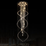 Minimalist Crystal Stair Cluster Pendant Lamp | Silver Led Suspension Light