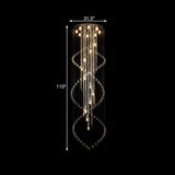 Minimalist Crystal Stair Cluster Pendant Lamp | Silver Led Suspension Light