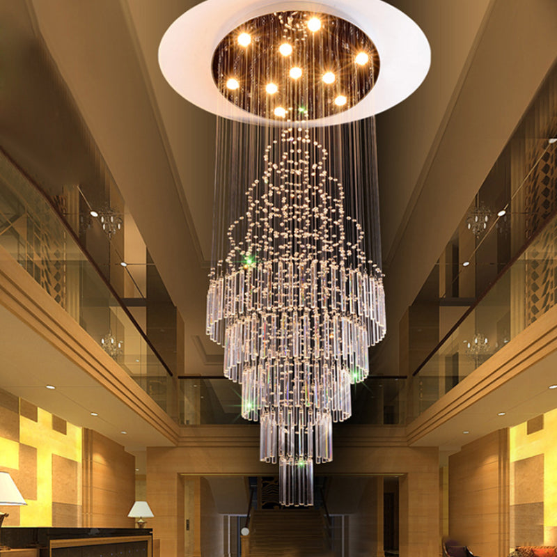 Modern Crystal Drop Lamp With Led 10 Bulbs - Orbs And Rods Design For Living Room Ceiling Light