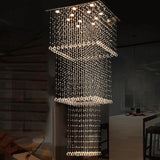 Modern Crystal Square 13-Head Led Pendant Light Fixture - Silver