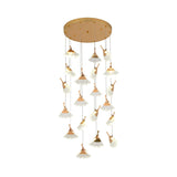 Contemporary Gold Ginkgo Leaf Stair Pendant Light - 24 Heads Acrylic Suspension Lamp