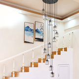 Contemporary Black Cylinder Crystal Pendant With 12 Lights - Perfect For Living Room Lighting