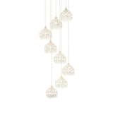 Modern Crystal Dome Chandelier White/Black 8-Bulb Ceiling Light For Living Room