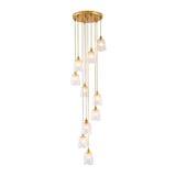 Modern Gold Crystal Pendant Ceiling Lamp - Spiral 10-Light Multiple Hanging Design