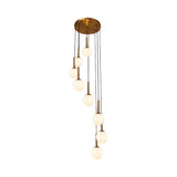 Modern Spiral Pendant Light With 8/9 Bulbs - White/Clear Lattice Glass Cluster Ceiling Fixture 8 /