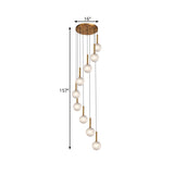 Modern Spiral Pendant Light With 8/9 Bulbs - White/Clear Lattice Glass Cluster Ceiling Fixture