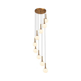 Modern Spiral Pendant Light With 8/9 Bulbs - White/Clear Lattice Glass Cluster Ceiling Fixture 9 /