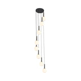 Spiral Multi Light Pendant With Lattice Glass - White/Clear Modern Design 8/9 Heads Black Hanging