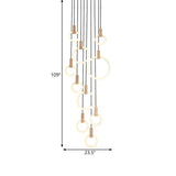 Simple White Acrylic Cluster Pendant Light - 10 Heads Living Room Ceiling Lamp Round/Linear Canopy