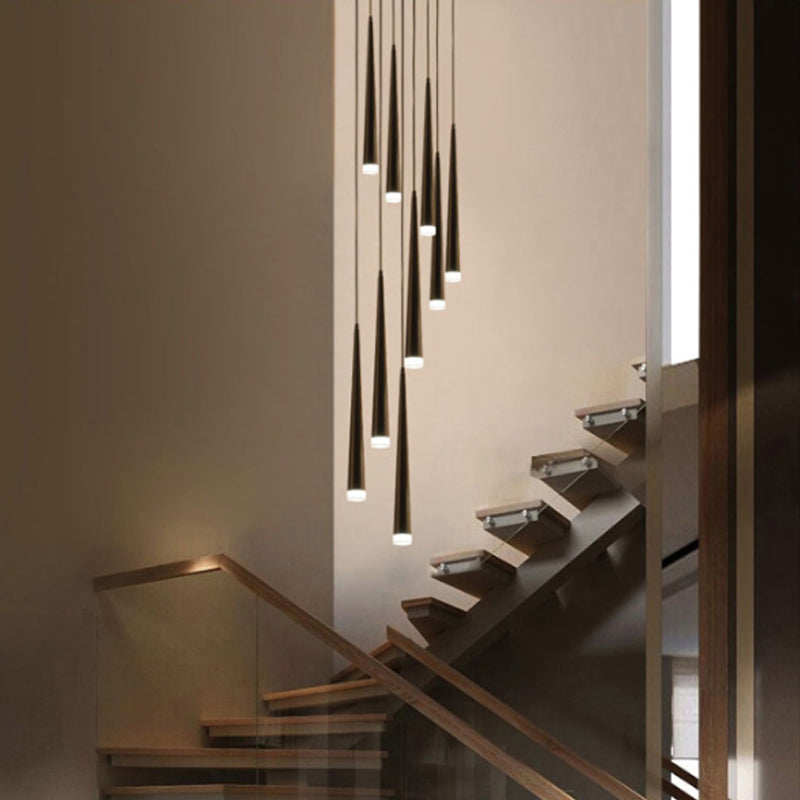 Contemporary Acrylic Black Hanging Lamp: 9/12/18 Lights Multi Light Pendant With Spiral Design For