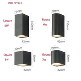 3W/6W Led Aluminum Wall Lamp Porch Light Sconce Square Outdoor Waterproof Garden Lights Modern Wall