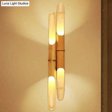 4-Bulb Bedroom Wall Sconce In Asia Beige With Cylinder Resin Shade