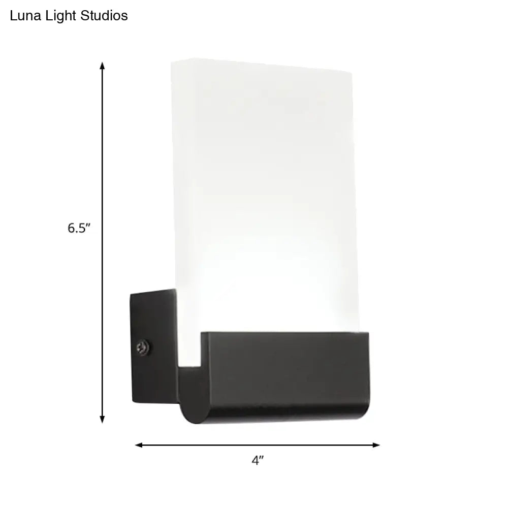 4 Wide Acrylic Led Sconce Light - Black/White Cuboid Design With Warm/White Lighting Options