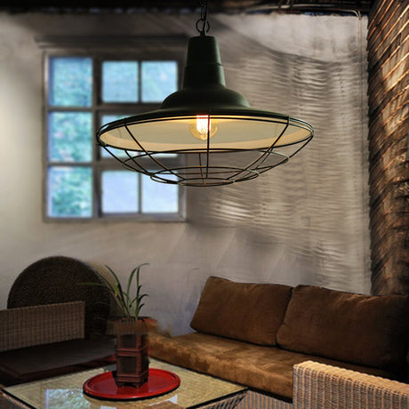 Vintage Metal Pendant Light - Stylish 1-Light Restaurant Lamp In Black / Chain