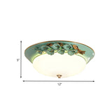 White Led Flush Mount Lighting For Bedroom - Pastoral Bowl Ceiling Fixture (1 Light Metal 12/14.5/17