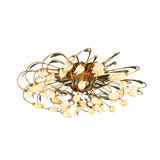 Tulip Ceiling Lamp - Led Semi Flush Light In Brass For Living Room By American Garden