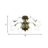 Brass Metal Led Ceiling Light: Countryside Flower Style 6/8/10 Bulbs Semi Flush Mount For Bedroom