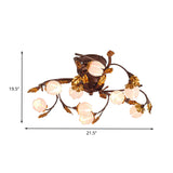 Lotus Metal Ceiling Lamp - 9-Bulb Semi Flush Mount In Dark Brown Perfect For Living Rooms And