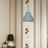 Macaron Dome Suspended Pendant Light - 10/14 Metallic Fixture With Handle Black/Blue For Dining