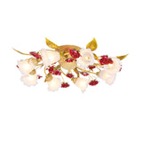 Rose Semi Flush Mount Coffee Metal Ceiling Lamp With Bulbs - Perfect For Country Living Rooms