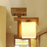Frosted Glass Ceiling Flush Light - Contemporary Semi Flushmount Lamp For Staircase Wood Décor / A