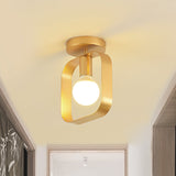 Nordic Metal Semi-Flush Mount Ceiling Light In Gold - Triangular/Square/Round Shade 1-Light Fixture