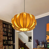 Beige Lantern Pendant Light With Wooden Shade - Modern 1-Bulb Fixture