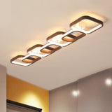 Simple Square Flush Mount Ceiling Lamp - Brown/Warm White 2/3/4 Heads Ideal For Hallways