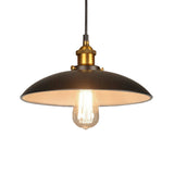 Vintage Style Iron Restaurant Ceiling Pendant 1 Light Black Bowl Shade Lighting (12/16 W)