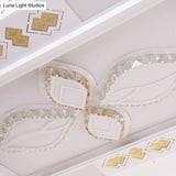 43’ Acrylic Flush Mount Led Ceiling Light With Crystal Accent For Simple Living Room Decor