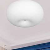Modernist Ceiling Flush Mount Light With Glass Lampshade For Balcony - White Obong 3 Sizes Available