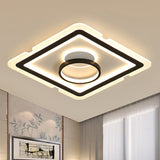 Contemporary Acrylic Square Ceiling Lighting - Led Flush Mount Light For Bedroom Black/White 16/19.5