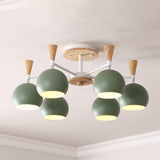 Macaron 3/6/8-Light Acrylic Dome Ceiling Lamp - Pink/Yellow/Blue Semi Flush Pendant