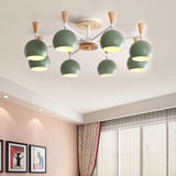 Macaron 3/6/8-Light Acrylic Dome Ceiling Lamp - Pink/Yellow/Blue Semi Flush Pendant