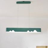 Modern Led Rectangular Linear Chandelier With Metal Hanging Ceiling Light (White/Black/Green) -