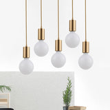 Retro Vintage Brass Metal Pendant Lighting - 1 Light Bare Bulb Hanging Lamp