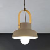 Retro Barn Pendant Lamp - 1-Light Metal Hanging Ceiling Light With Leather Strap In White/Grey/Black