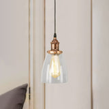 Aged Copper Pendant Light - Vintage Clear Glass With Tapered Design Perfect For Dining Room