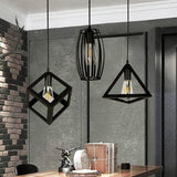 3-Light Pendant Lighting With Retro Metal Cage Shades - Stylish Kitchen Hanging Lamp In Black