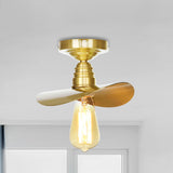 Vintage Waveforms/Scalloped Shade Semi Flush Ceiling Light - Brass Finish 8/9.5 W Metal Fixture