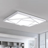 Modern Metal Led Flush Mount Ceiling Light Fixture For Living Room - Black/White Rectangle/Square