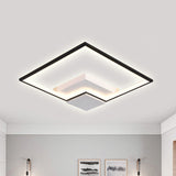 Torch Square Ceiling Lamp Simplicity - Black/White Led Acrylic Flush Mount Light (16/19.5/23.5)