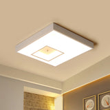 Square Flush Pendant Light - Modern Led Acrylic Ceiling Mount In Black/White