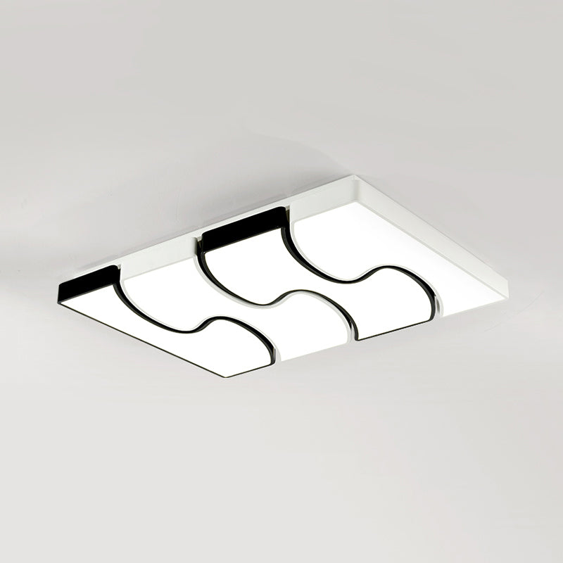 Modernist Style Led Flush Mount Lighting In White - 16.5/27 Width For Living Room